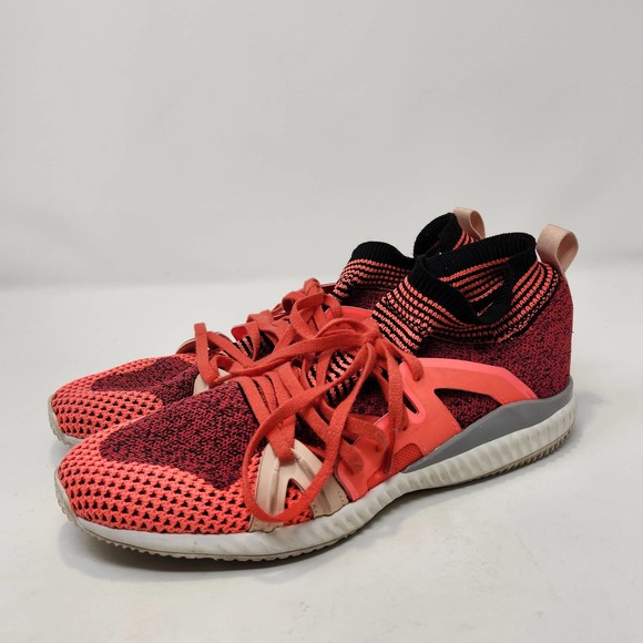 Adidas Stella McCartney Womens Edge Knit Trainer Sneakers 7.5 Pink Black Mid Top - Picture 4 of 9